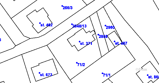 Parcela st. 371 v KÚ Štoky, Katastrální mapa