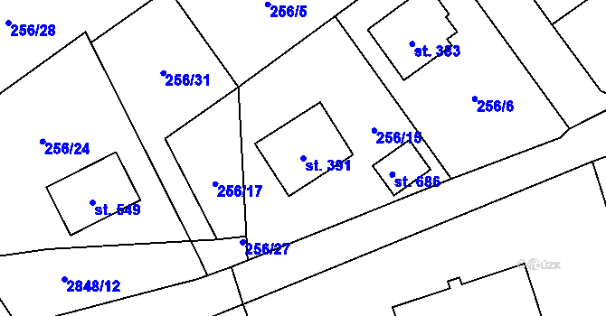 Parcela st. 391 v KÚ Štoky, Katastrální mapa
