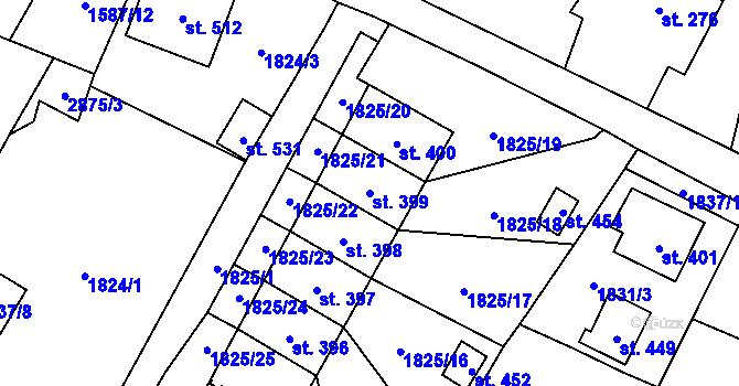 Parcela st. 399 v KÚ Štoky, Katastrální mapa