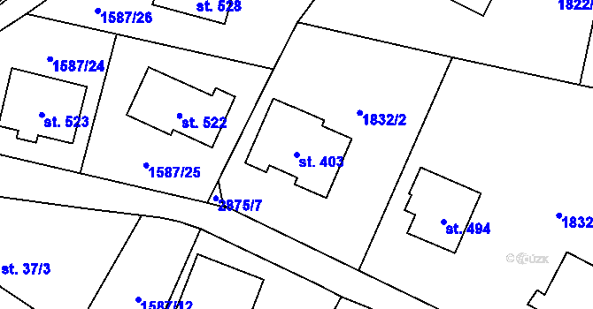 Parcela st. 403 v KÚ Štoky, Katastrální mapa