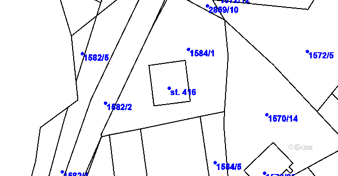 Parcela st. 416 v KÚ Štoky, Katastrální mapa