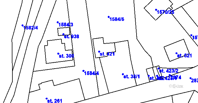 Parcela st. 421 v KÚ Štoky, Katastrální mapa