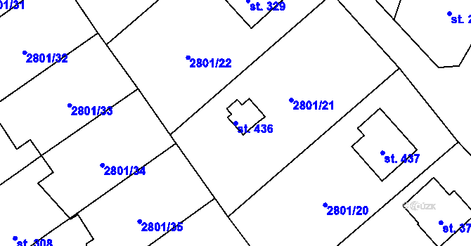 Parcela st. 436 v KÚ Štoky, Katastrální mapa