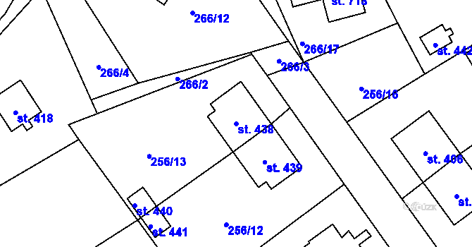 Parcela st. 438 v KÚ Štoky, Katastrální mapa