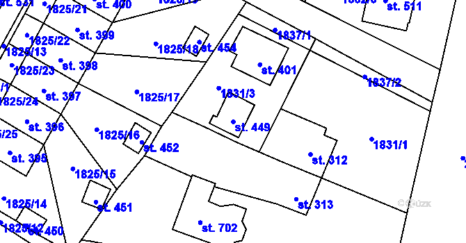 Parcela st. 449 v KÚ Štoky, Katastrální mapa