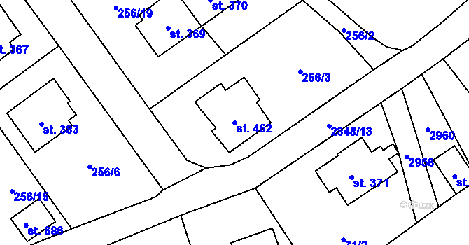 Parcela st. 462 v KÚ Štoky, Katastrální mapa