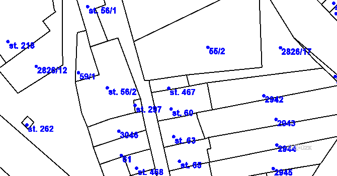 Parcela st. 467 v KÚ Štoky, Katastrální mapa