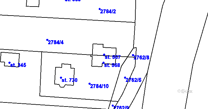 Parcela st. 567 v KÚ Štoky, Katastrální mapa