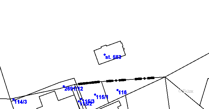 Parcela st. 583 v KÚ Štoky, Katastrální mapa