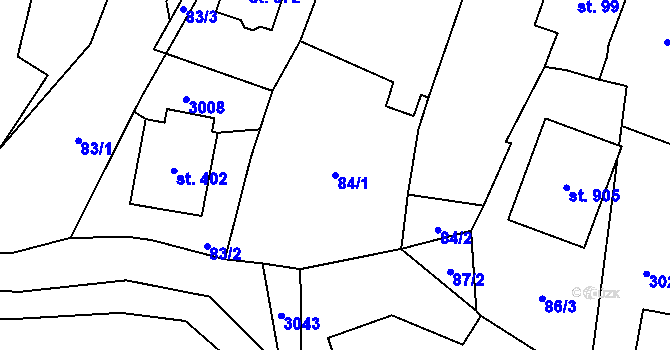 Parcela st. 84/1 v KÚ Štoky, Katastrální mapa