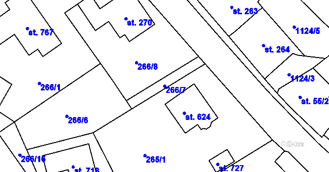 Parcela st. 266/7 v KÚ Štoky, Katastrální mapa