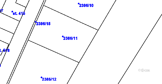 Parcela st. 2386/20 v KÚ Štoky, Katastrální mapa
