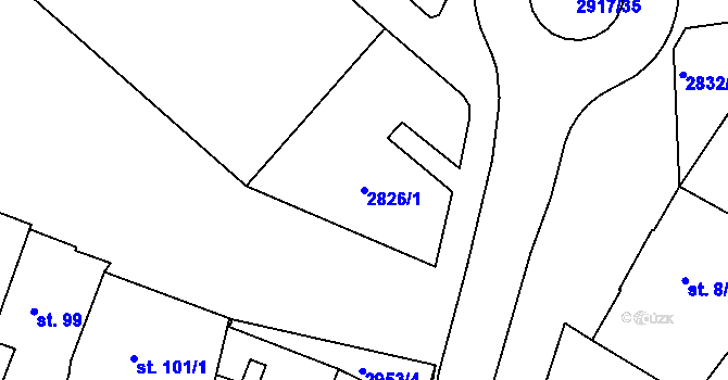Parcela st. 2826/1 v KÚ Štoky, Katastrální mapa