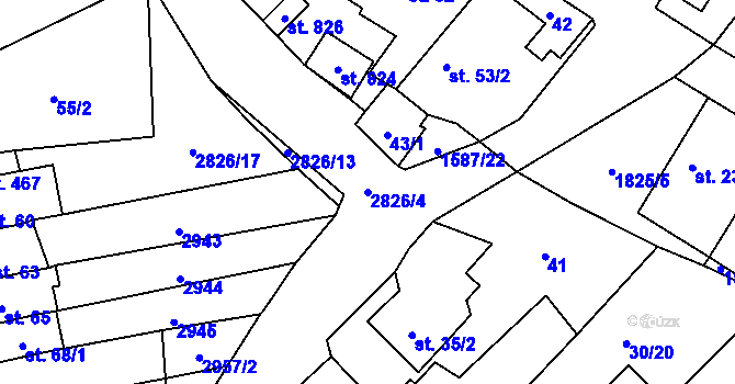 Parcela st. 2826/4 v KÚ Štoky, Katastrální mapa