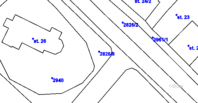 Parcela st. 2826/8 v KÚ Štoky, Katastrální mapa