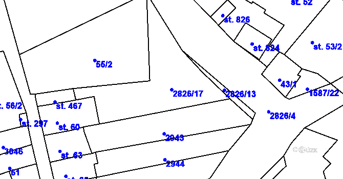 Parcela st. 2826/17 v KÚ Štoky, Katastrální mapa
