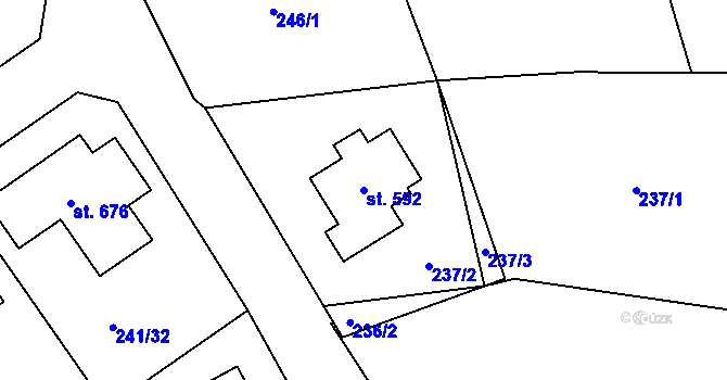Parcela st. 592 v KÚ Štoky, Katastrální mapa