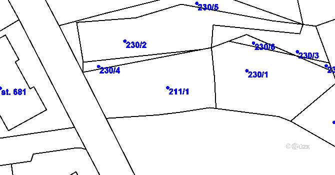 Parcela st. 211/1 v KÚ Štoky, Katastrální mapa