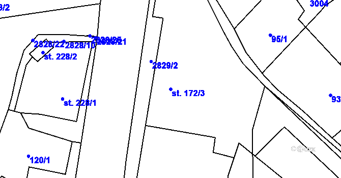 Parcela st. 172/3 v KÚ Štoky, Katastrální mapa
