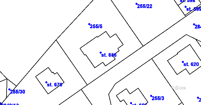Parcela st. 656 v KÚ Štoky, Katastrální mapa