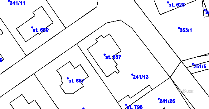 Parcela st. 657 v KÚ Štoky, Katastrální mapa