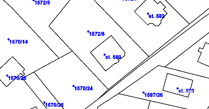 Parcela st. 680 v KÚ Štoky, Katastrální mapa
