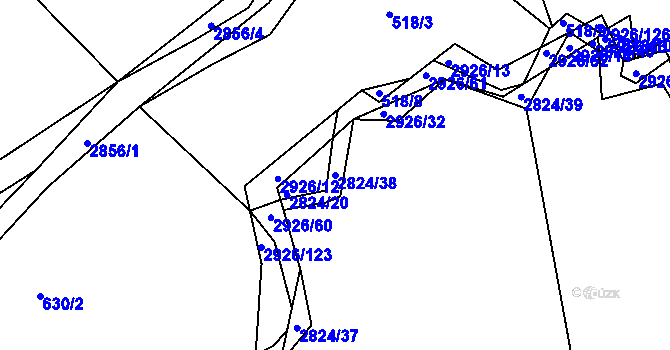 Parcela st. 2824/38 v KÚ Štoky, Katastrální mapa