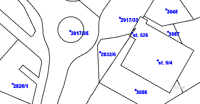 Parcela st. 2832/6 v KÚ Štoky, Katastrální mapa