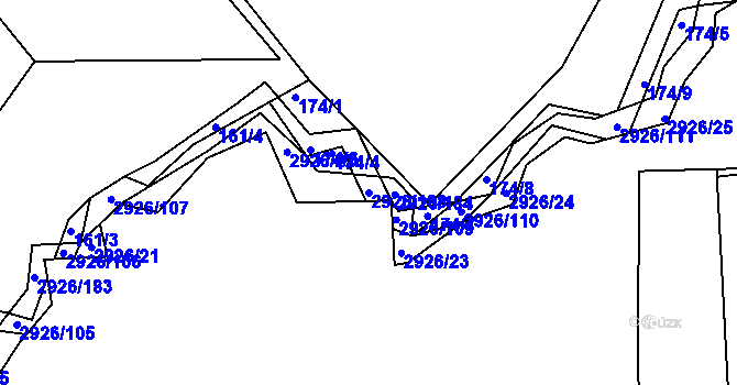 Parcela st. 2926/108 v KÚ Štoky, Katastrální mapa