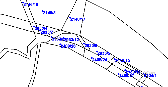 Parcela st. 2933/9 v KÚ Štoky, Katastrální mapa