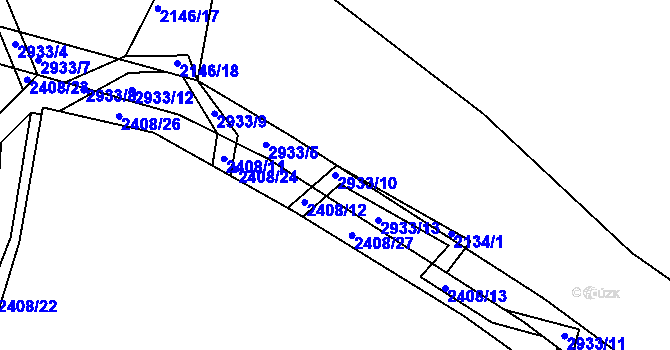 Parcela st. 2933/10 v KÚ Štoky, Katastrální mapa