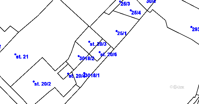Parcela st. 20/6 v KÚ Štoky, Katastrální mapa