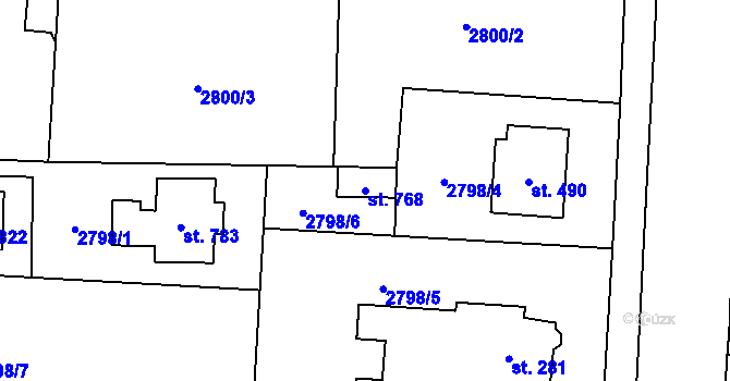Parcela st. 768 v KÚ Štoky, Katastrální mapa