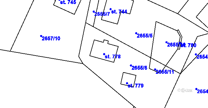 Parcela st. 778 v KÚ Štoky, Katastrální mapa