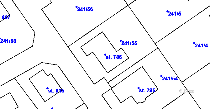 Parcela st. 786 v KÚ Štoky, Katastrální mapa