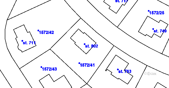 Parcela st. 802 v KÚ Štoky, Katastrální mapa