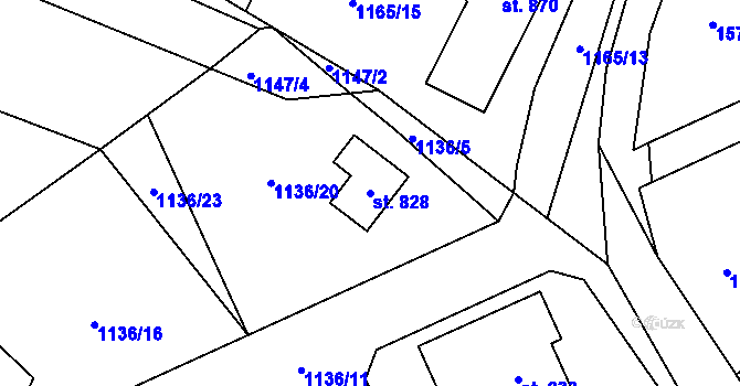 Parcela st. 828 v KÚ Štoky, Katastrální mapa