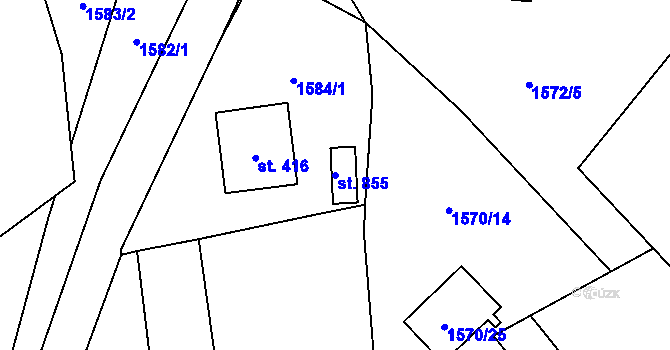 Parcela st. 855 v KÚ Štoky, Katastrální mapa