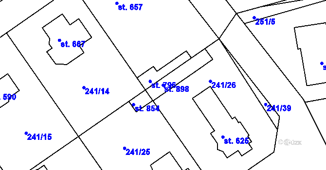 Parcela st. 898 v KÚ Štoky, Katastrální mapa