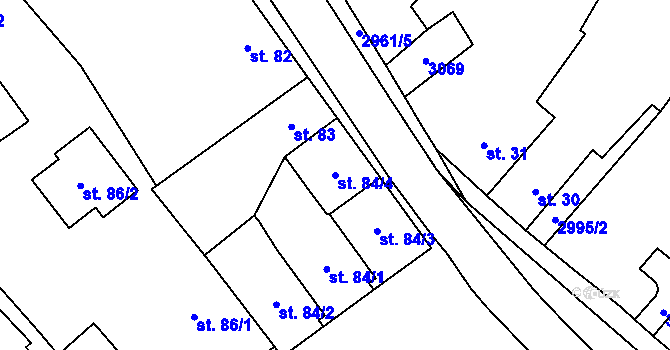 Parcela st. 84/4 v KÚ Štoky, Katastrální mapa