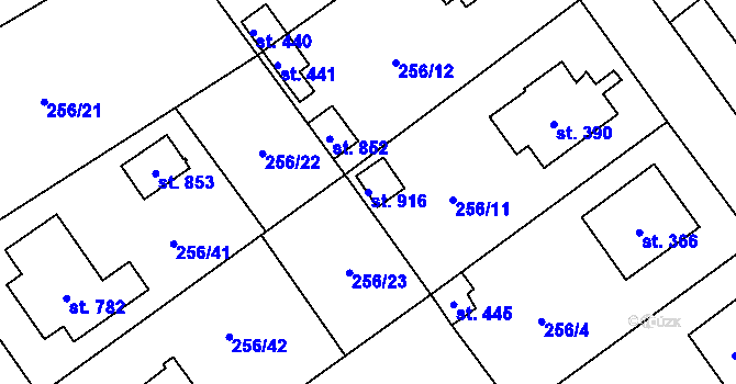 Parcela st. 916 v KÚ Štoky, Katastrální mapa