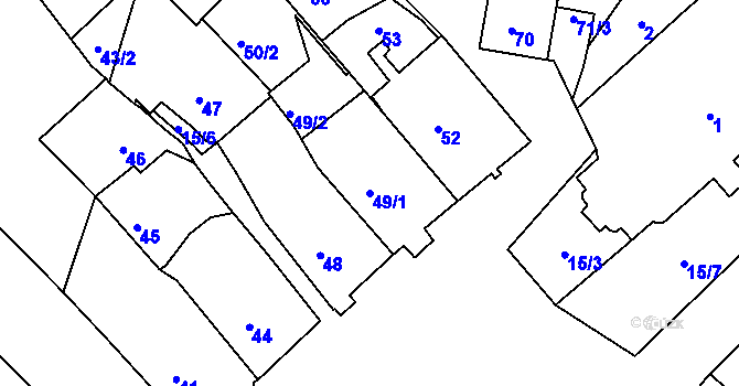 Parcela st. 49/1 v KÚ Štramberk, Katastrální mapa