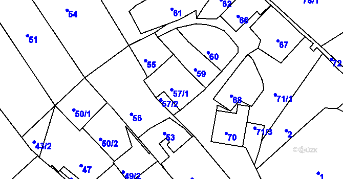 Parcela st. 57/1 v KÚ Štramberk, Katastrální mapa