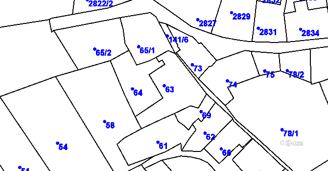 Parcela st. 63 v KÚ Štramberk, Katastrální mapa