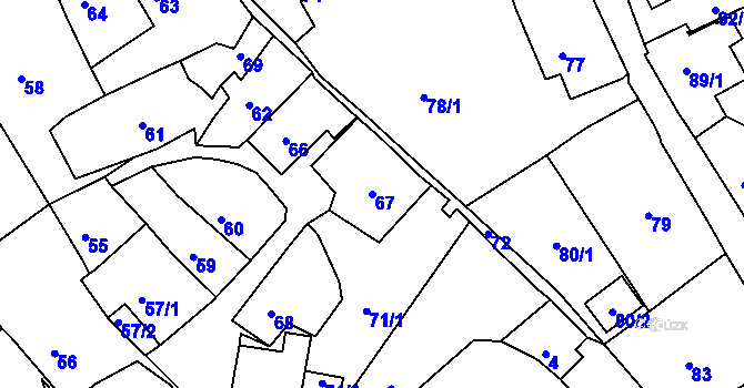 Parcela st. 67 v KÚ Štramberk, Katastrální mapa