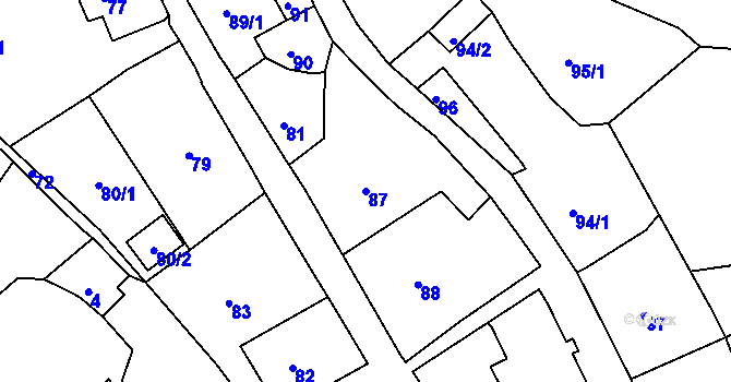 Parcela st. 87 v KÚ Štramberk, Katastrální mapa