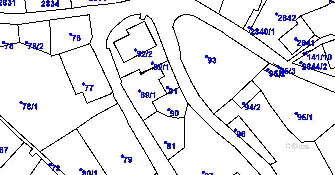 Parcela st. 91 v KÚ Štramberk, Katastrální mapa