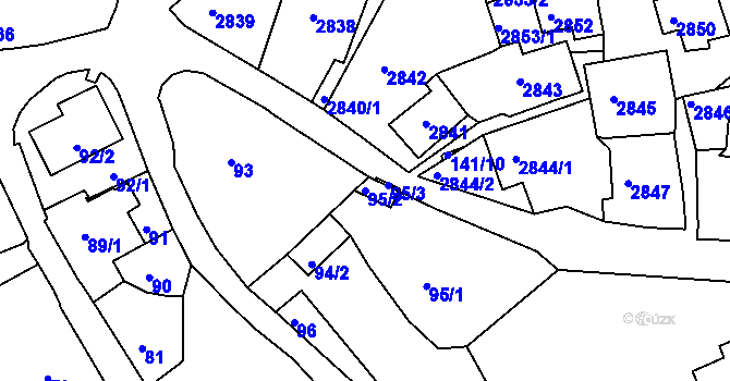 Parcela st. 95/2 v KÚ Štramberk, Katastrální mapa