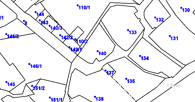 Parcela st. 140 v KÚ Štramberk, Katastrální mapa