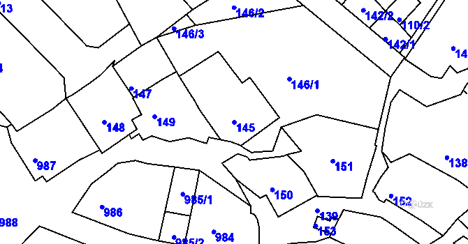 Parcela st. 145 v KÚ Štramberk, Katastrální mapa
